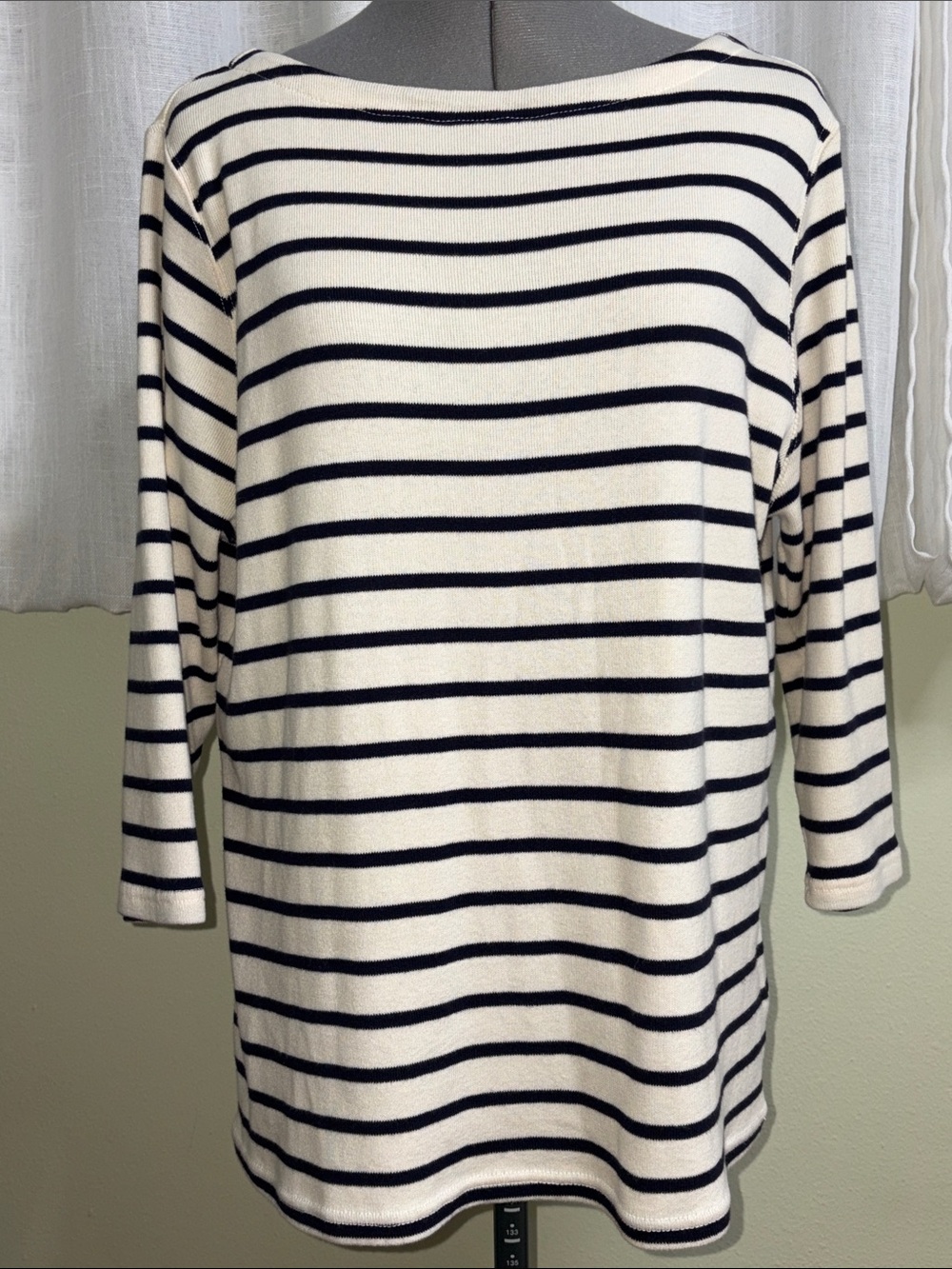 L.L. Bean Heritage Mariner Striped Boatneck Top - Size 1X